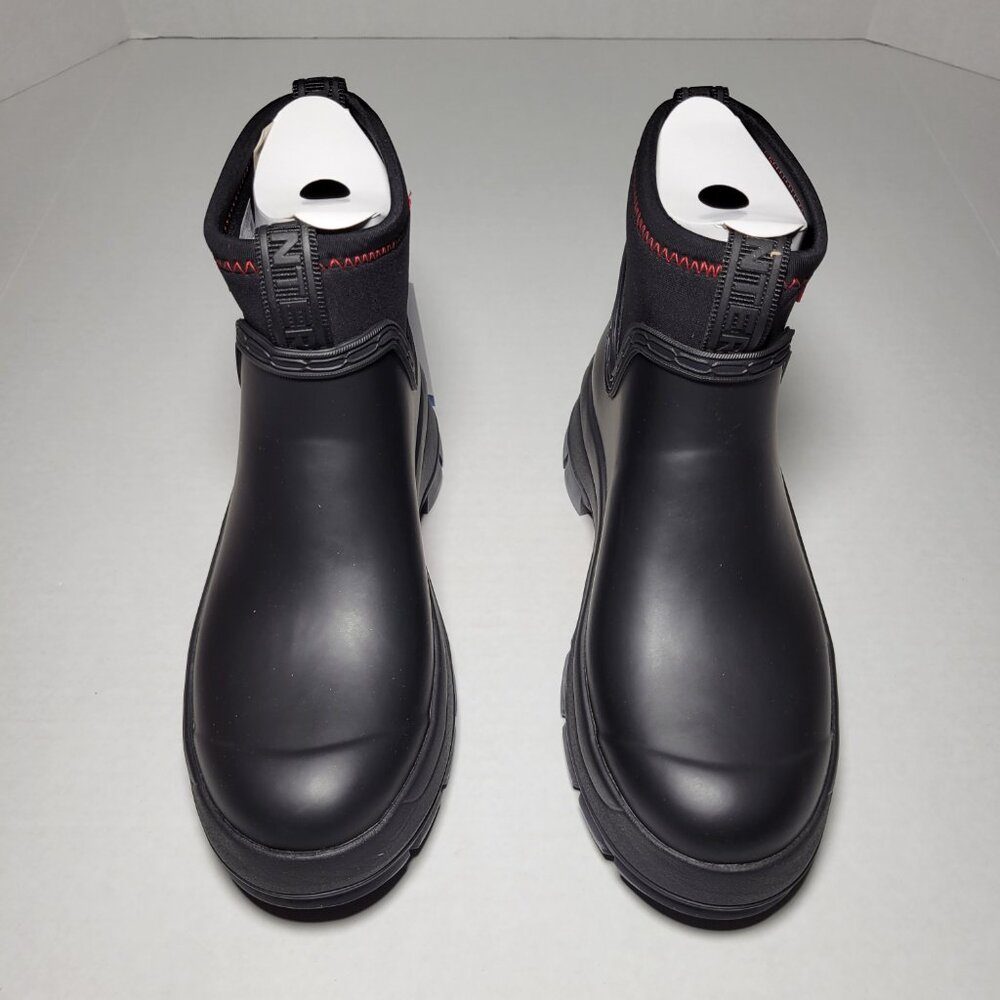 Hunter Women's Eloise Lug Sole Waterproof Neoprene Rain Booties in Black - Picture 3 of 12